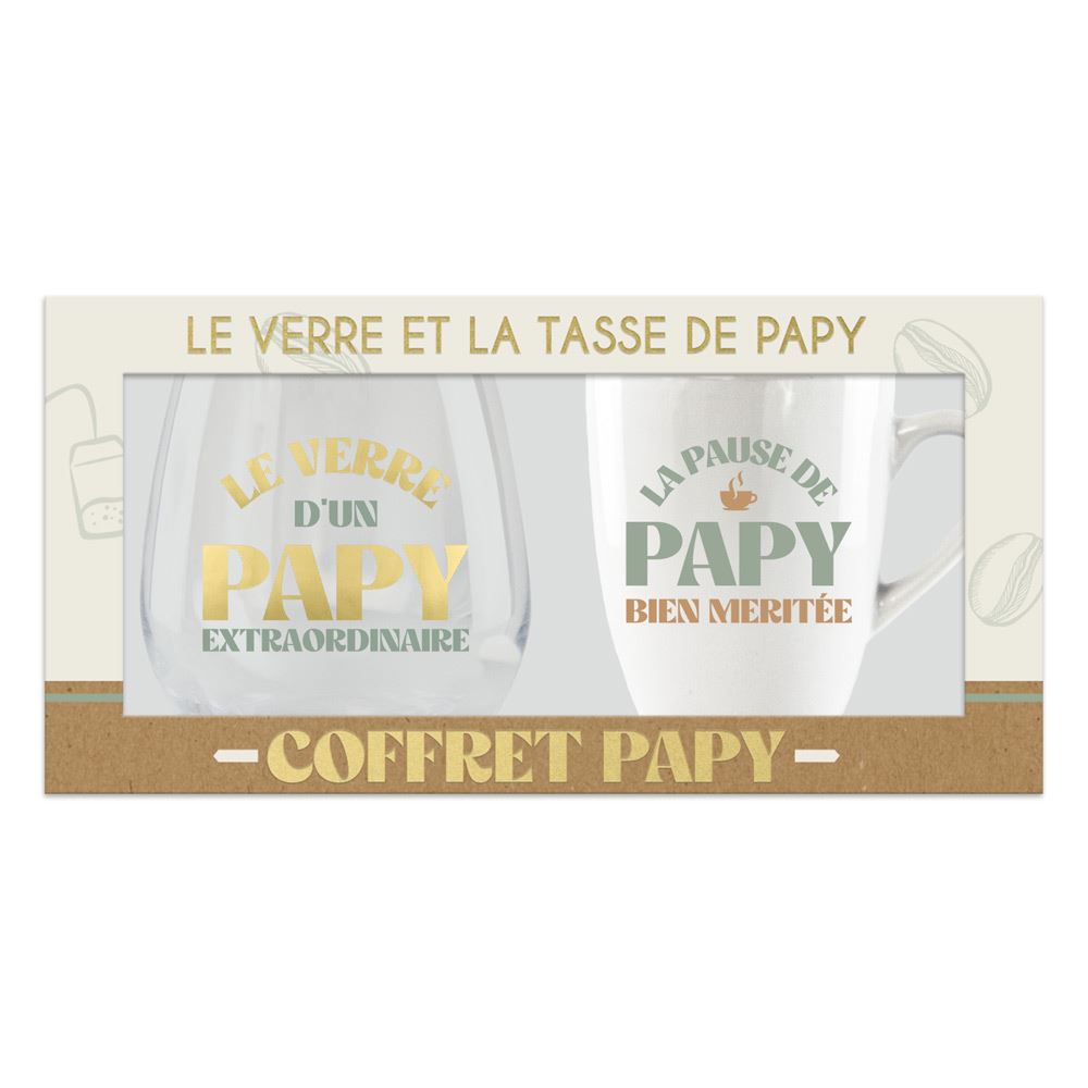 Coffret verre et mug papy
