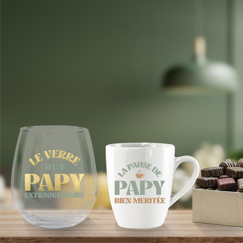 Coffret verre et mug papy