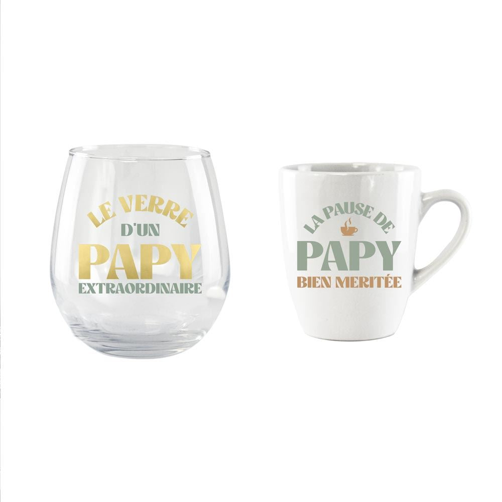 Coffret verre et mug papy