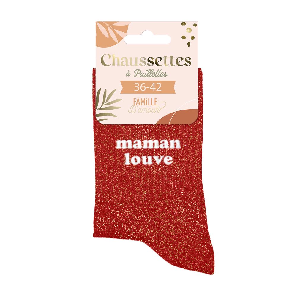 Chaussette paillette maman louve