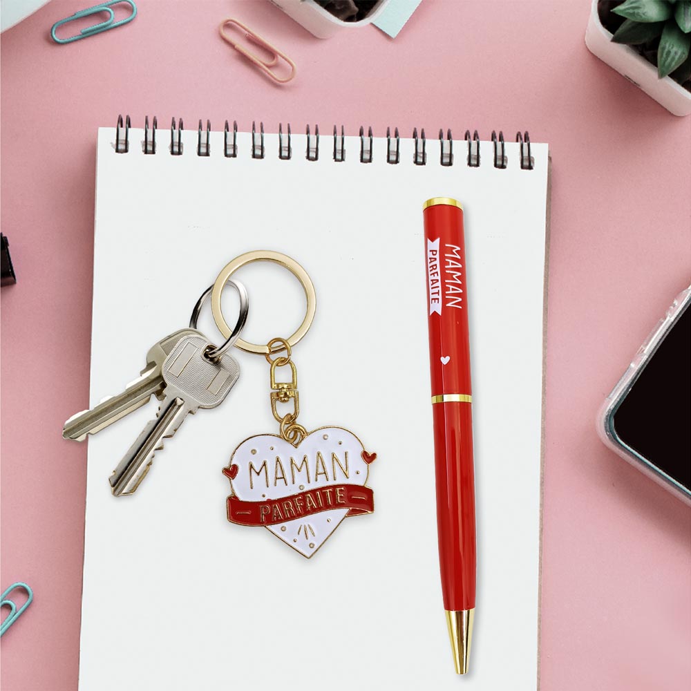 Coffret Stylo + Porte Clés "Maman Parfaite"