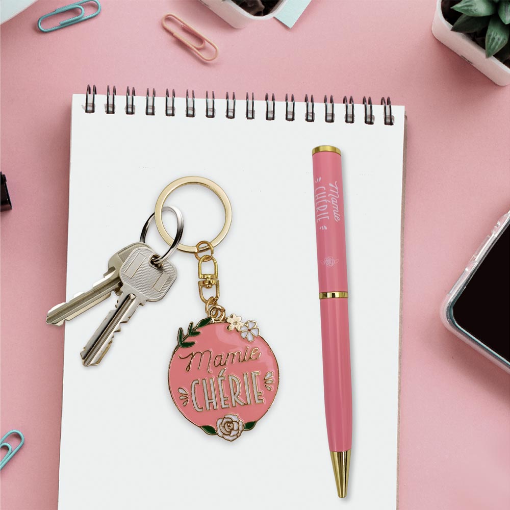 Coffret Stylo + Porte Clés "Mamie Chérie"