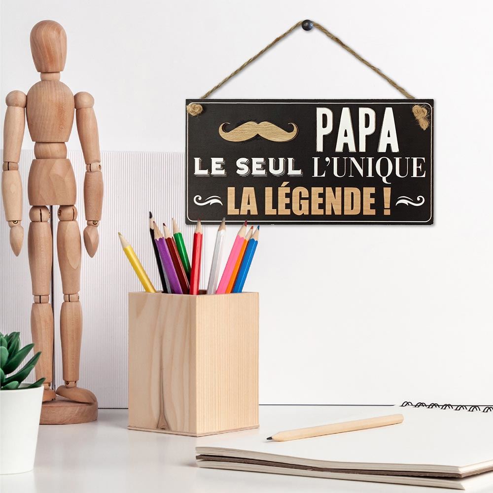 Plaque Bois "Papa La Legende"