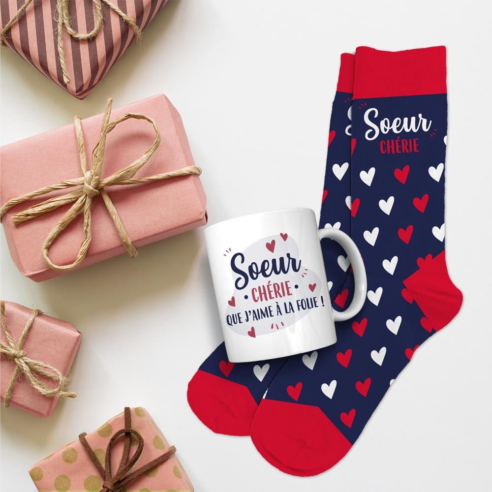 Coffret Mug Chaussettes "Soeur Cherie"