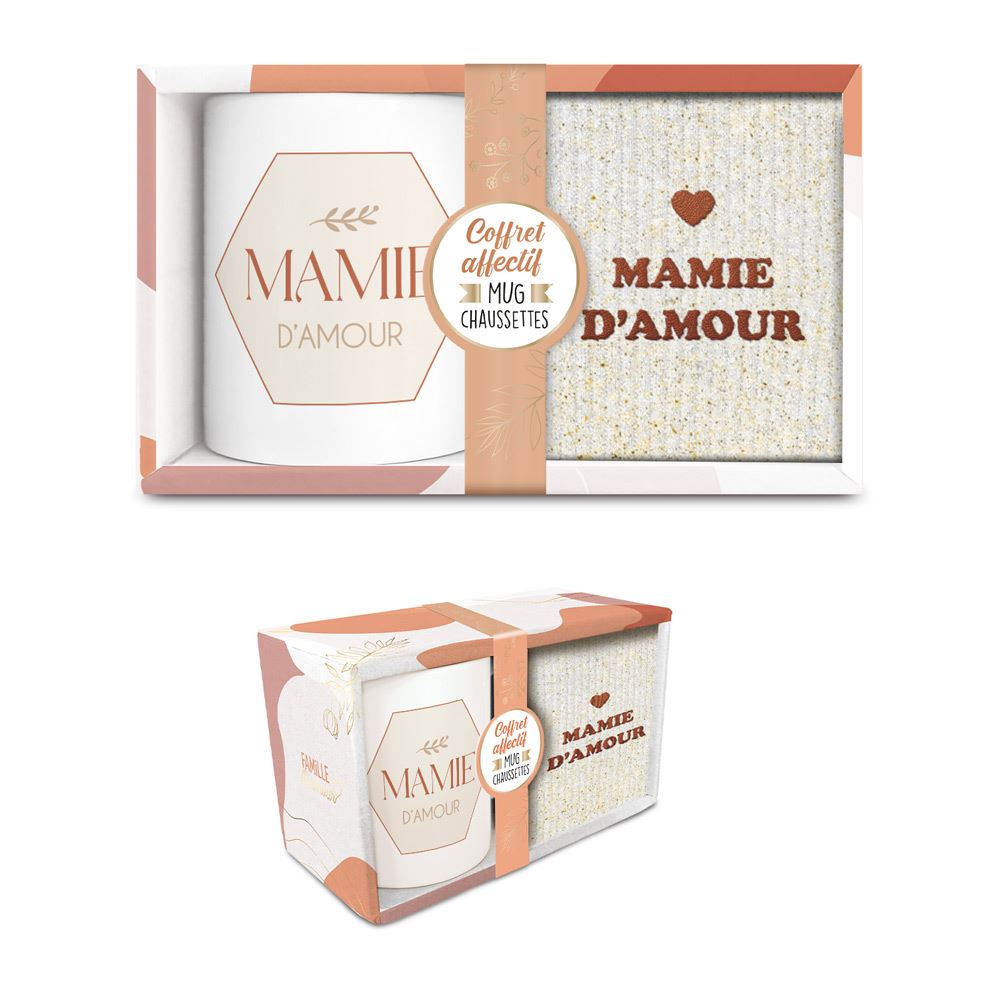 Coffret Mug Chaussettes Paillettes Mamie