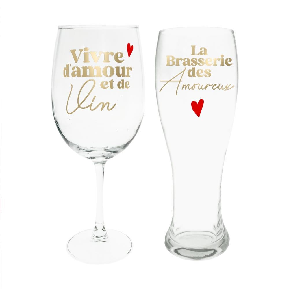 Coffret verre vin et biere saint valentin