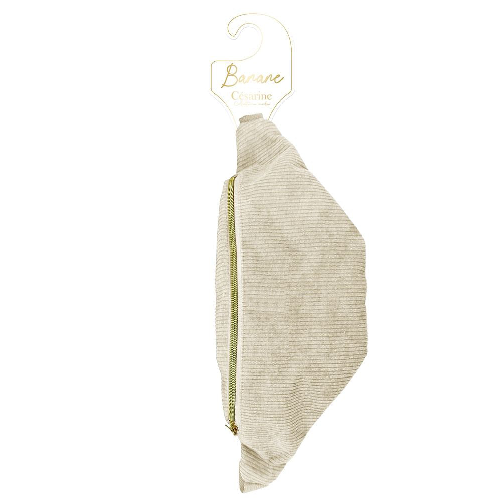 Sac Banane Velours Cotelé Ecru