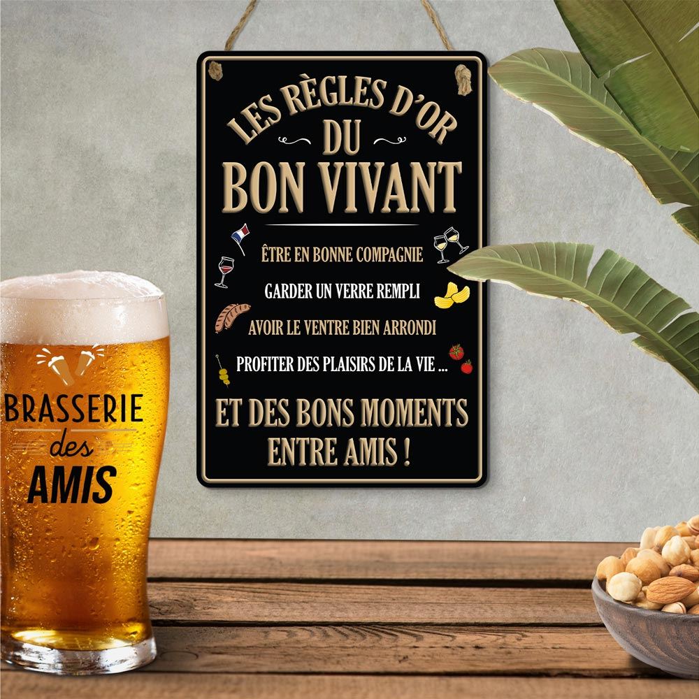Plaque Métal Règles D'Or Bons Vivants
