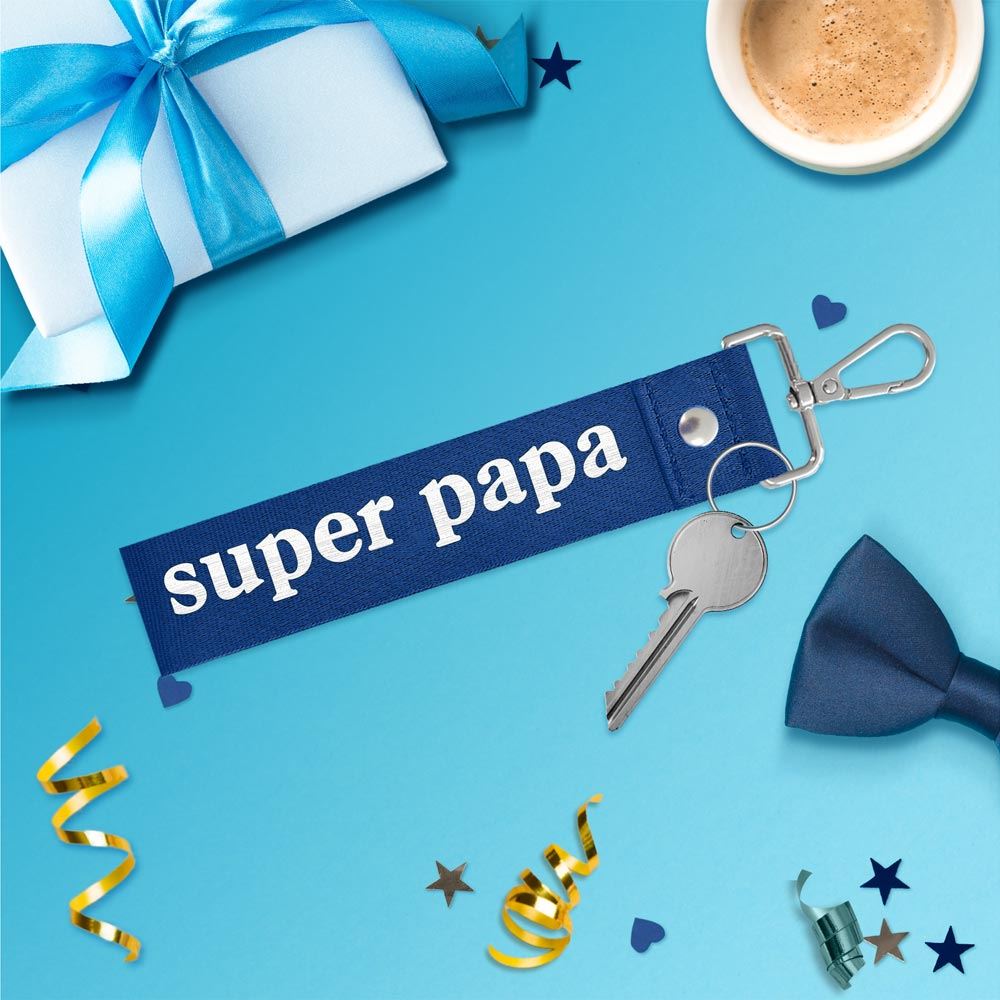 Porte clé lanière "Super Papa"