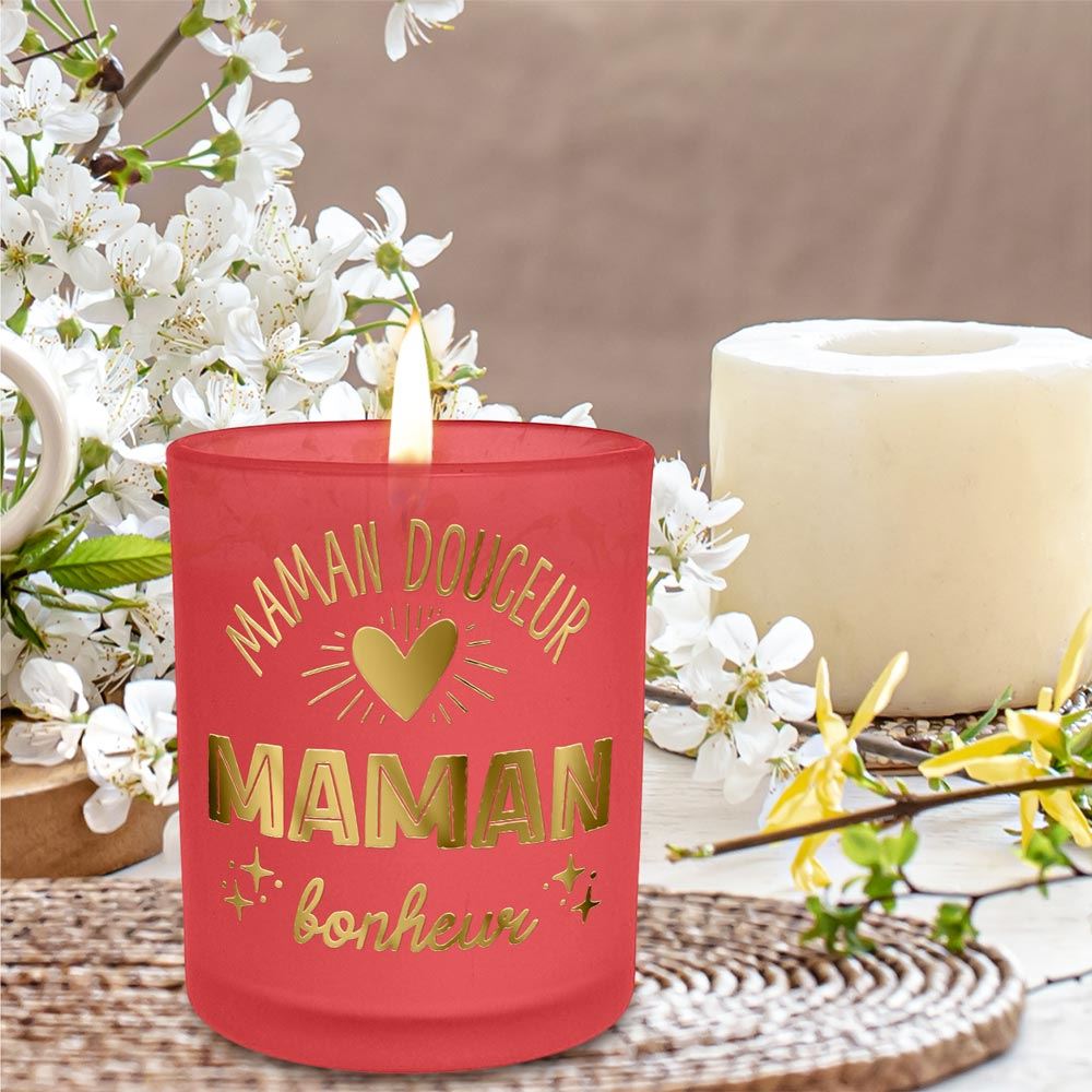 Bougie Affective Rouge Maman Douceur, Maman Bonheur