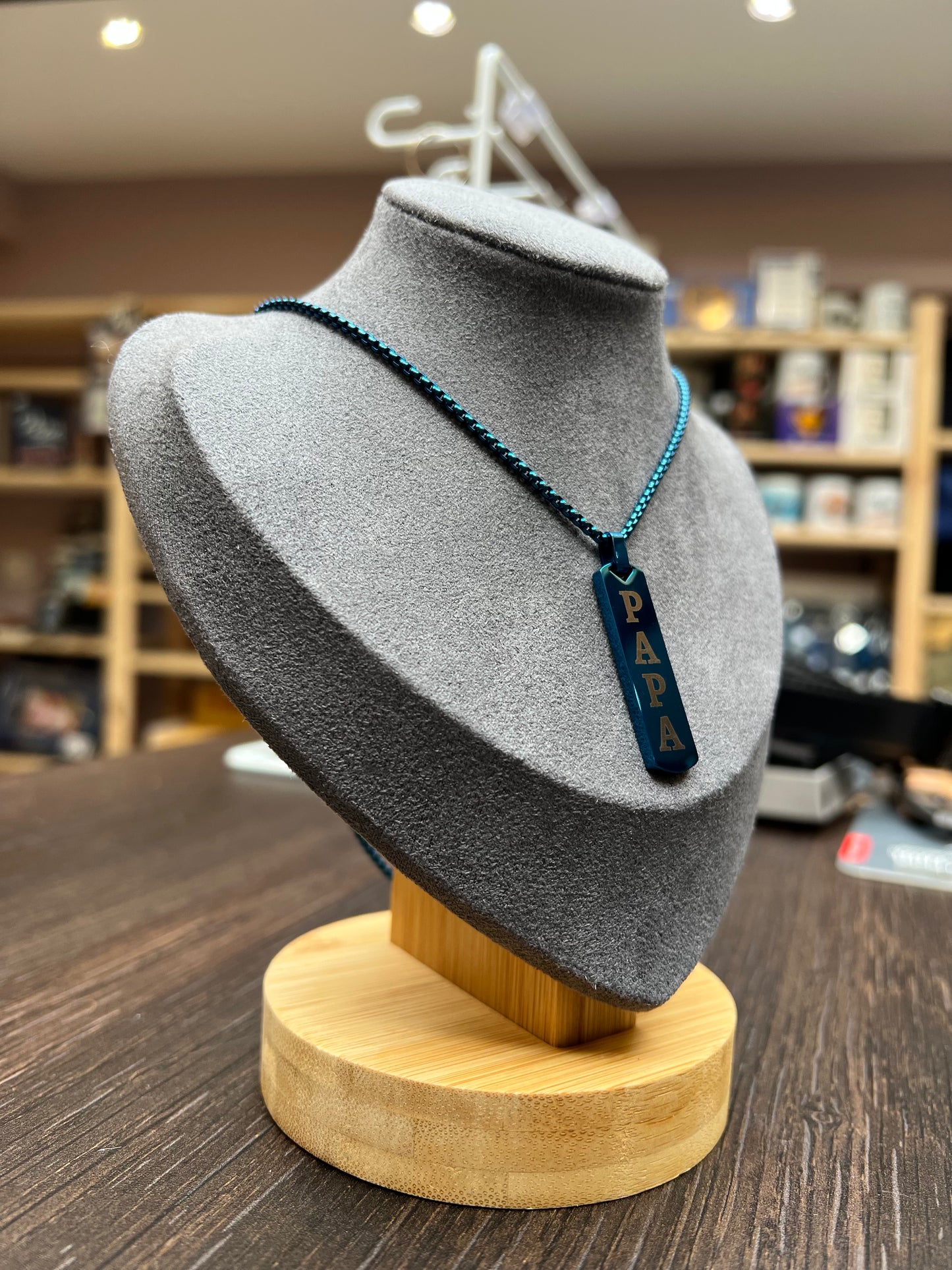 Collier papa bleu