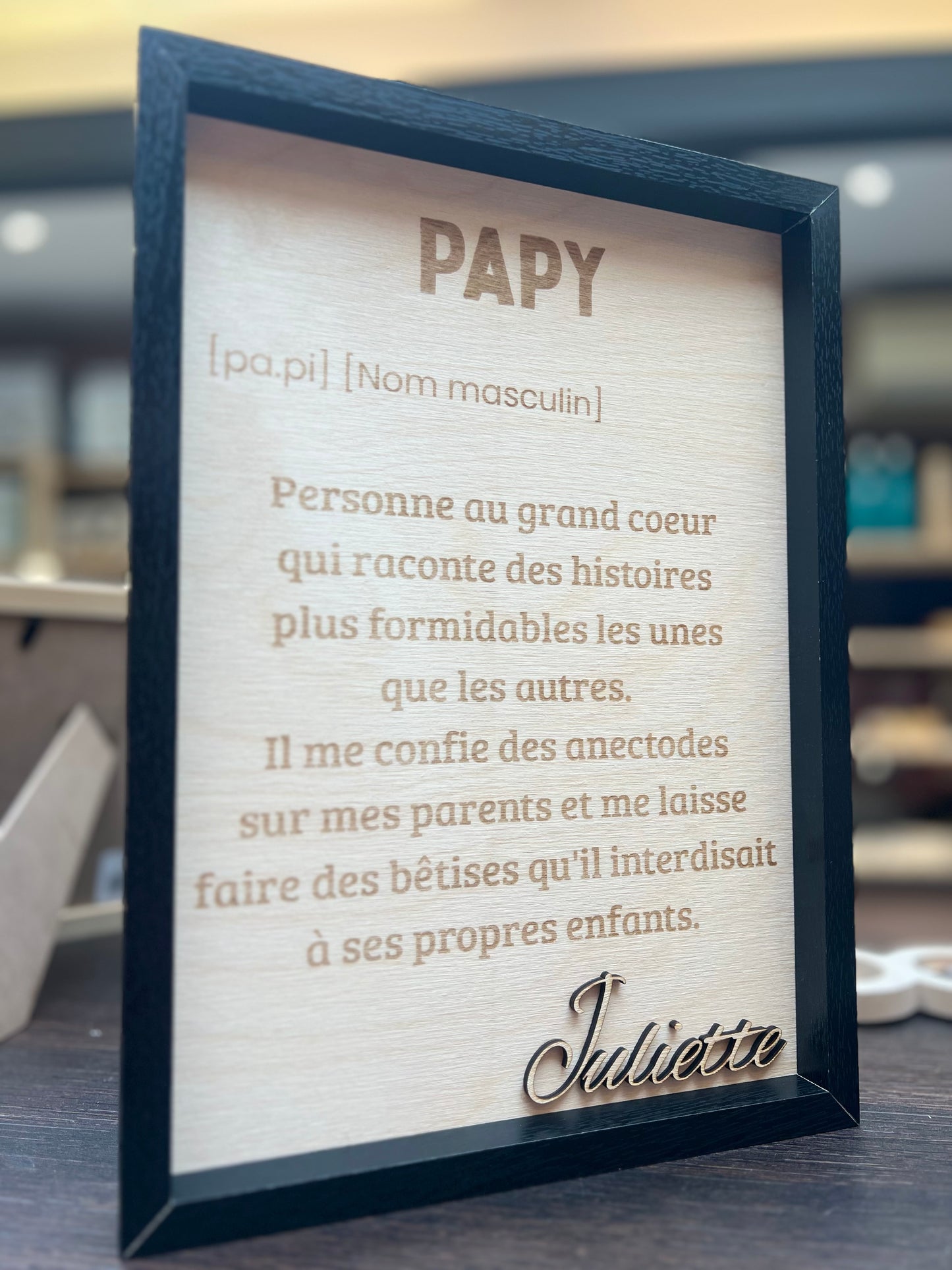 Cadre gravé papy