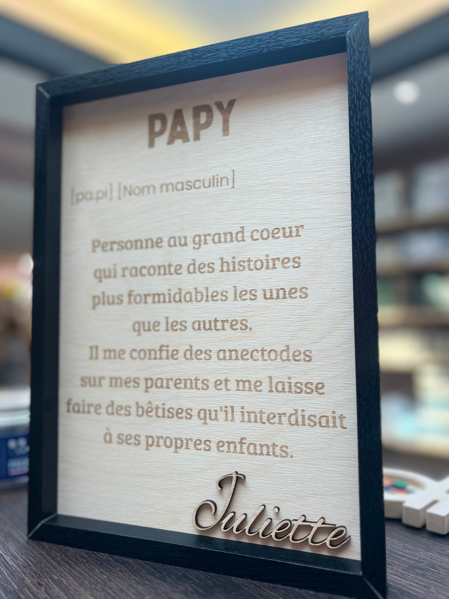 Cadre gravé papy