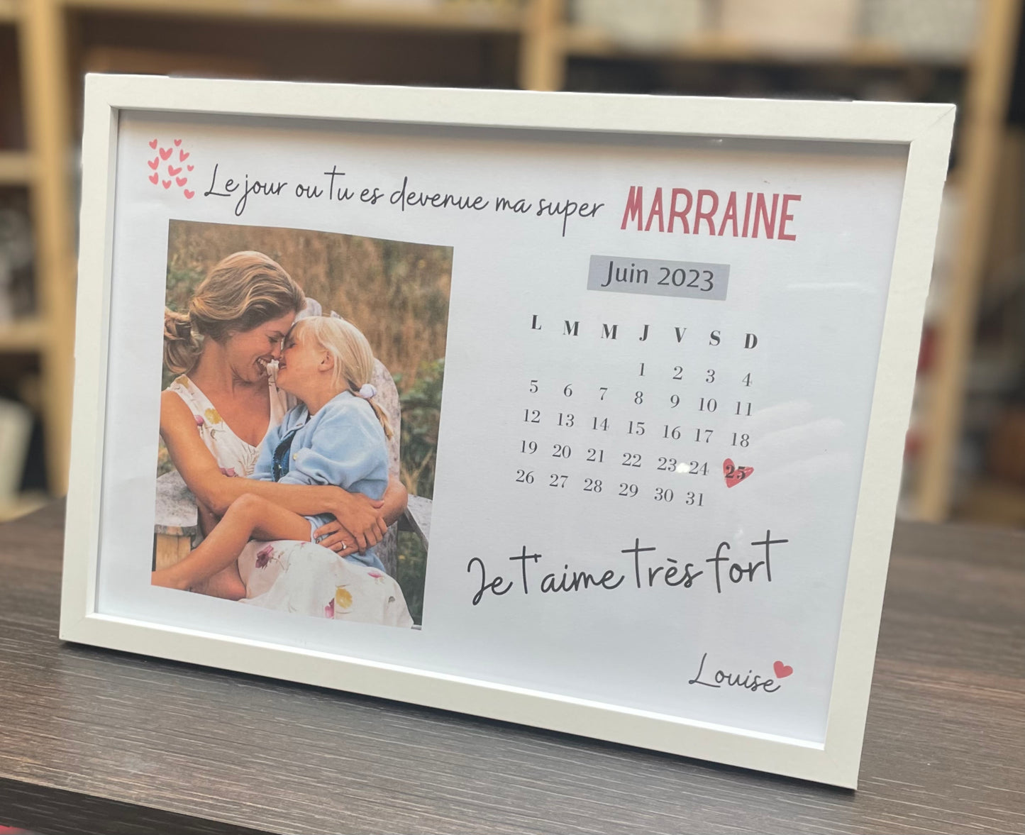 Cadre personnalisé calendrier marraine