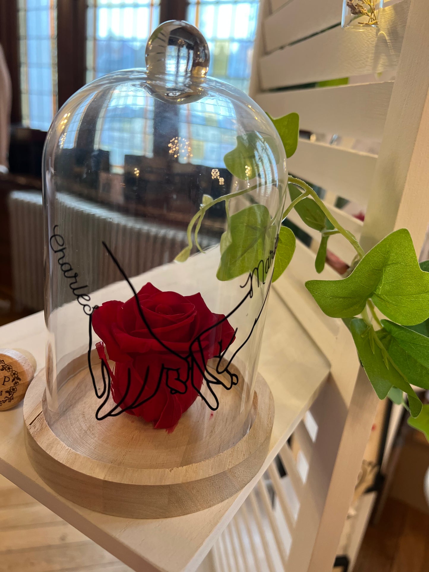 Cloche personnalisée avec rose éternelle
