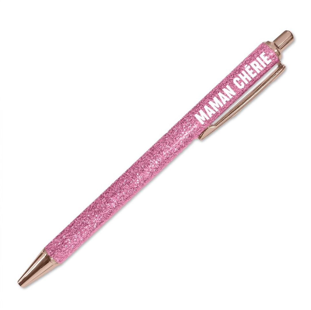 Stylo paillettes "Maman chérie"