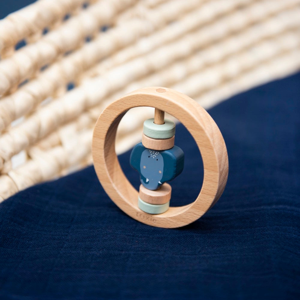 Hochet rond en bois - Mrs. Elephant