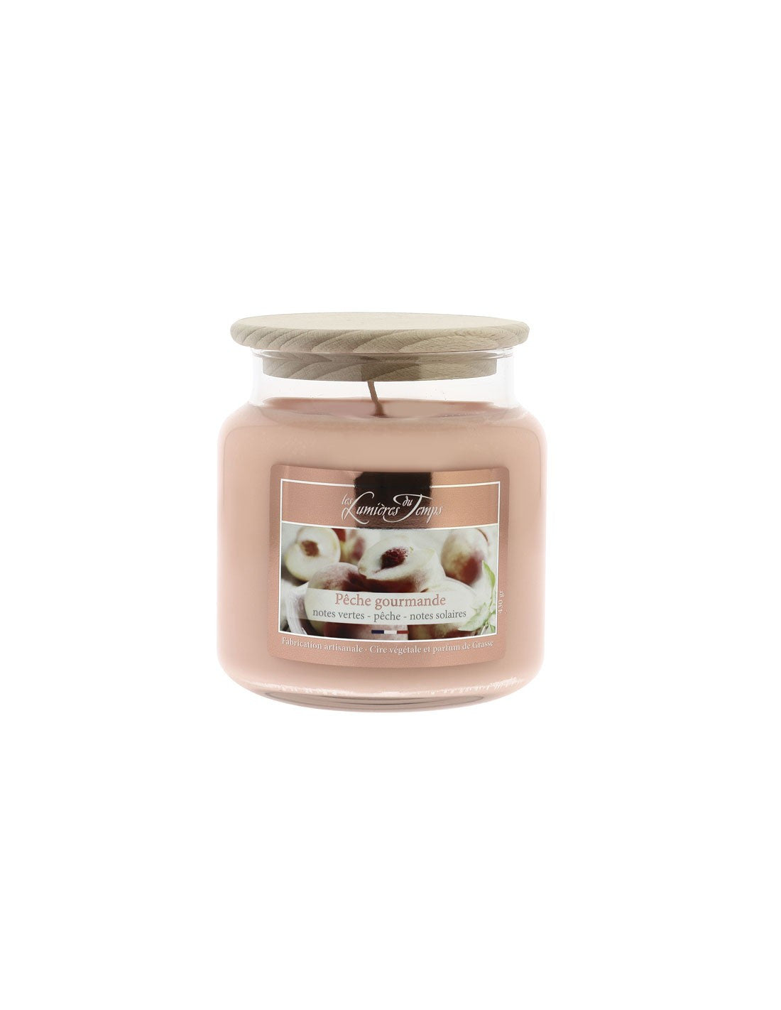 Bougie parfumée Pêche Gourmande 430 g – Les Lumières du Temps