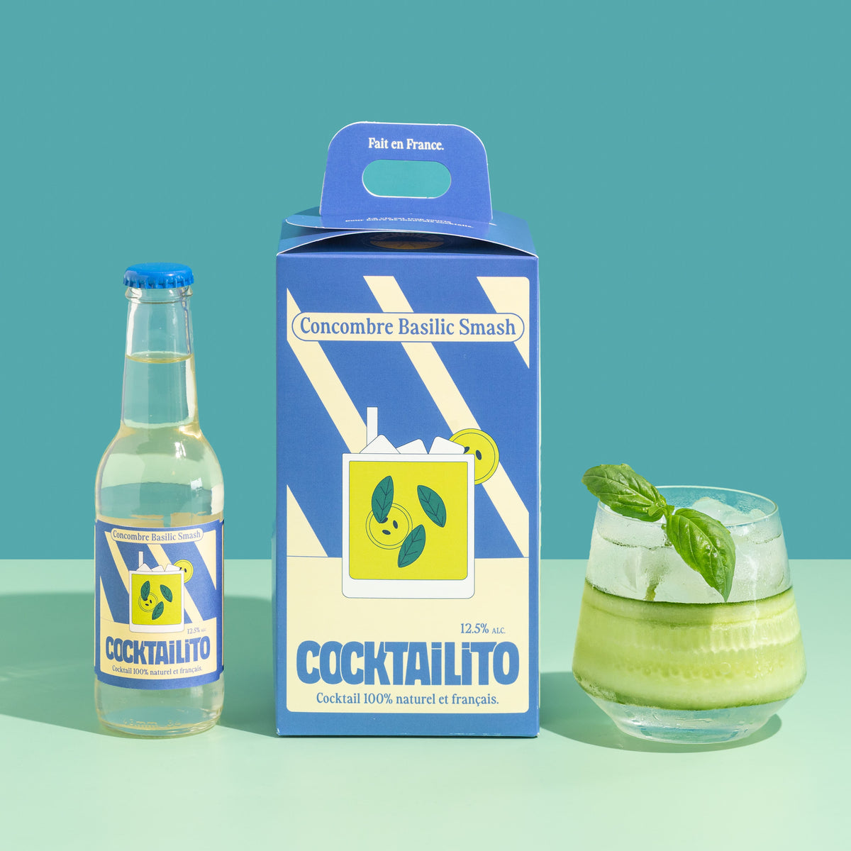 Concombre Basilic Smash Cocktailito – avec alcool 12,5 % – 4 × 20 cl