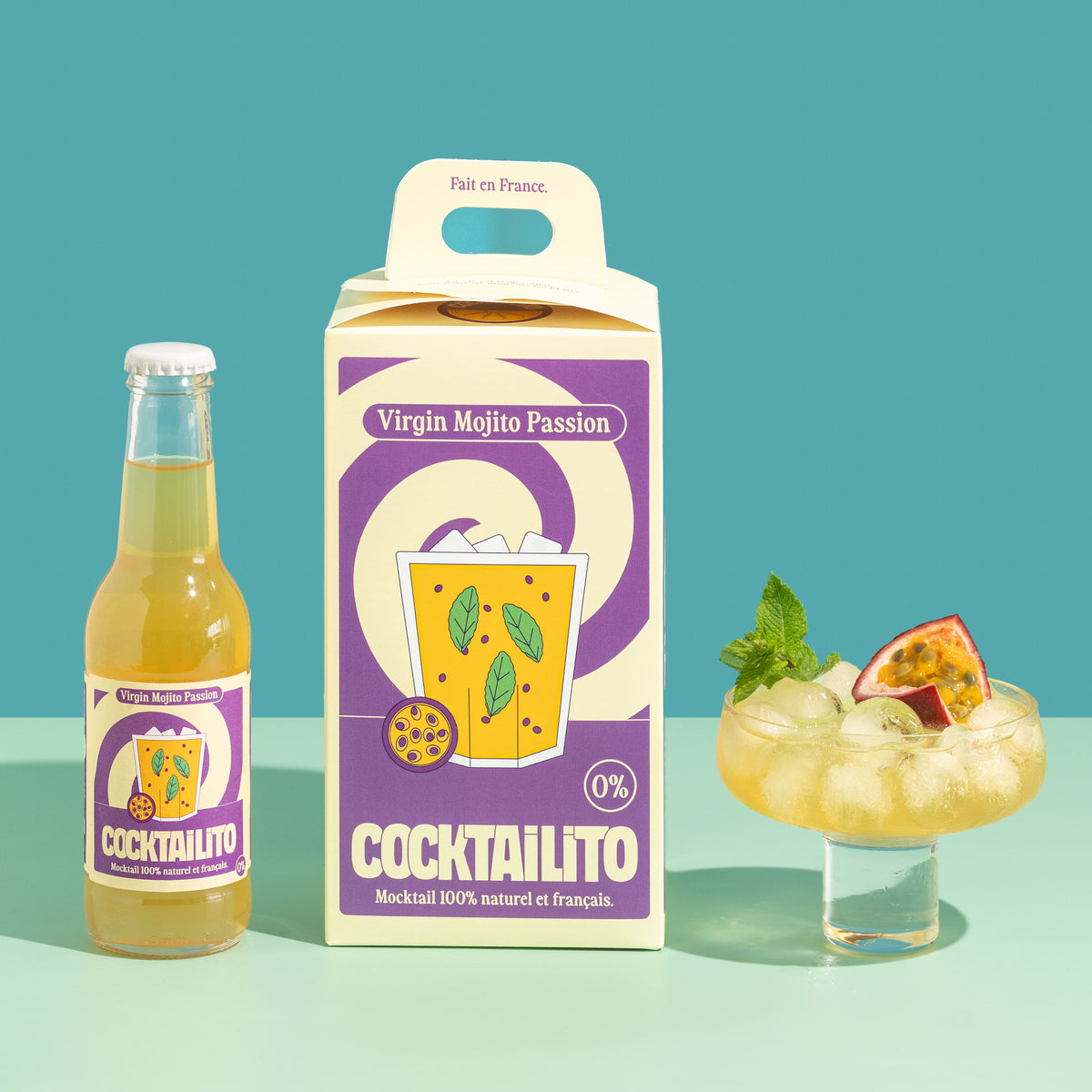 Virgin Mojito Passion Cocktailito – sans alcool 0 % – 4 × 20 cl