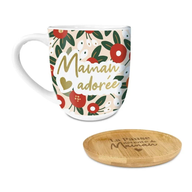 Coffret cadeau tasse et sous-tasse Maman adorée