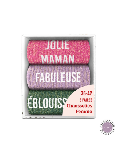 Coffret trio chaussettes paillettes maman