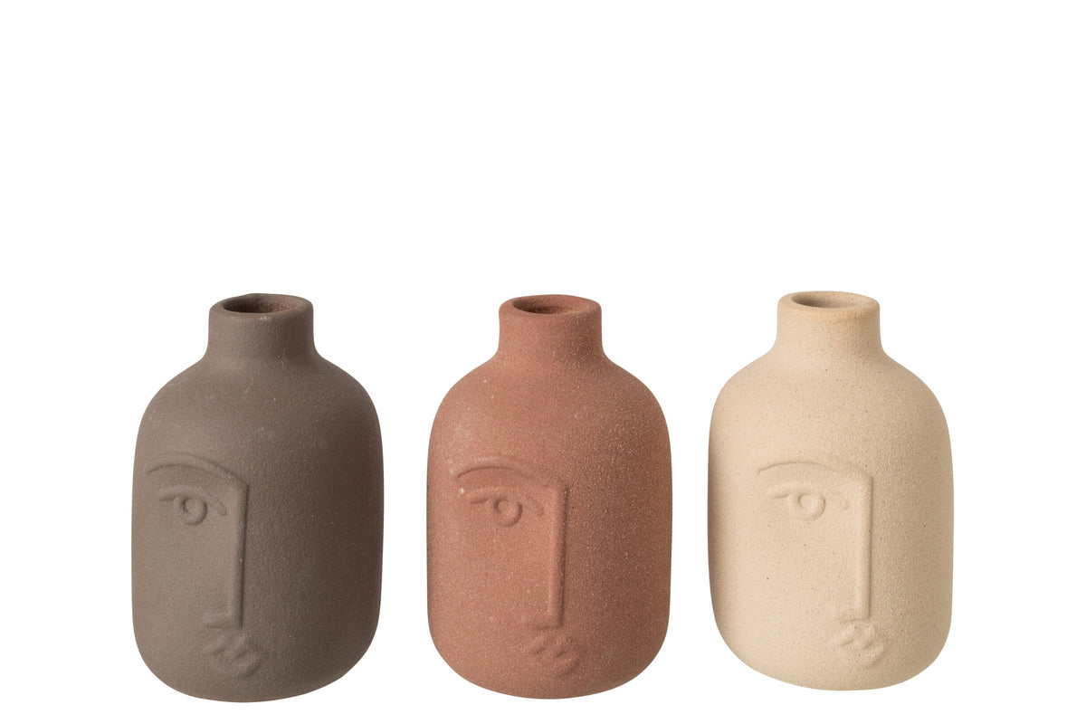 Vase visage porcelaine écru/marron s – J-line