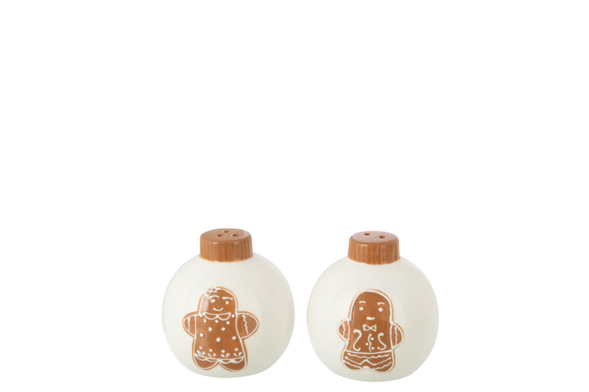 Sel & poivre boule de noël rond dolomite blanc/caramel – J-line
