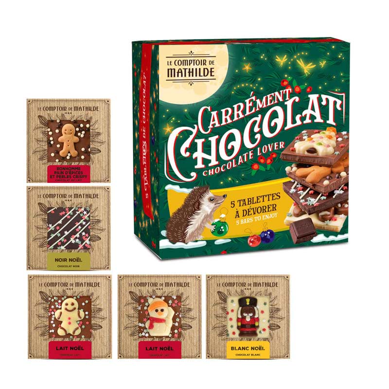 Coffret 5 Tablettes de Noël Sujets Assortis 5X80g