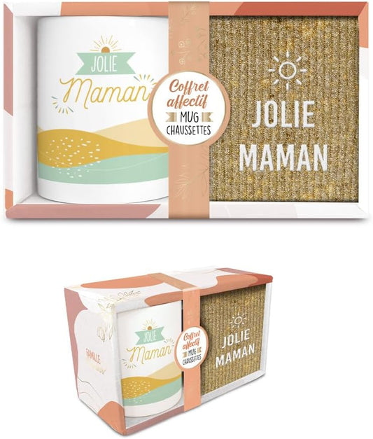Coffret mug chaussettes paillettes jolie maman