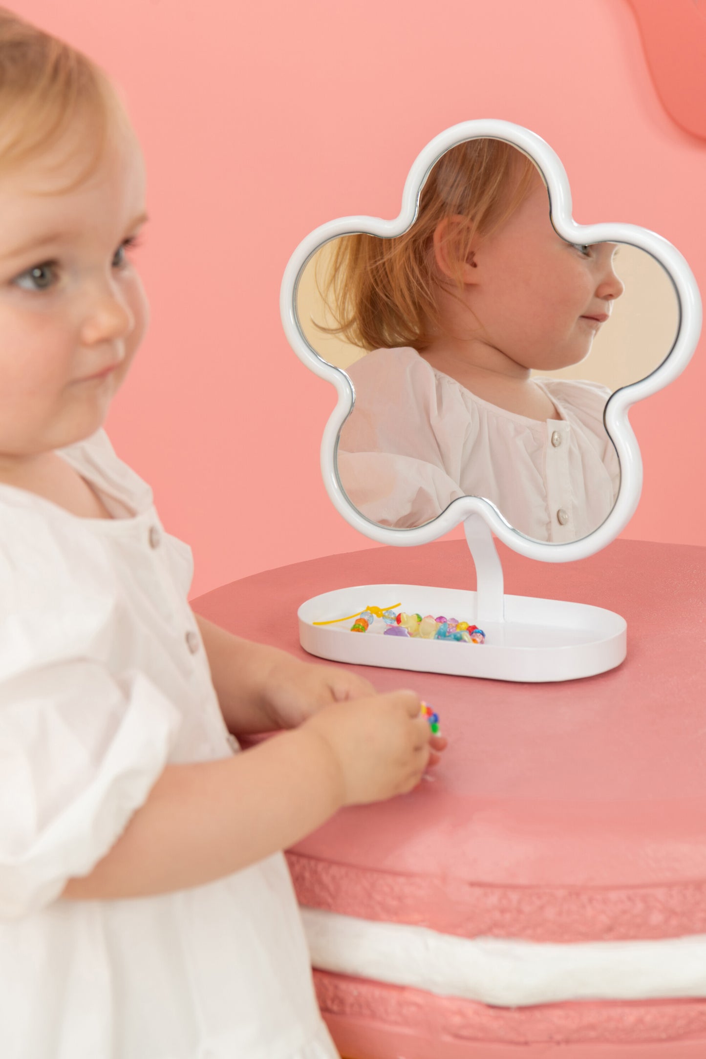 Miroir à poser fleur blanc