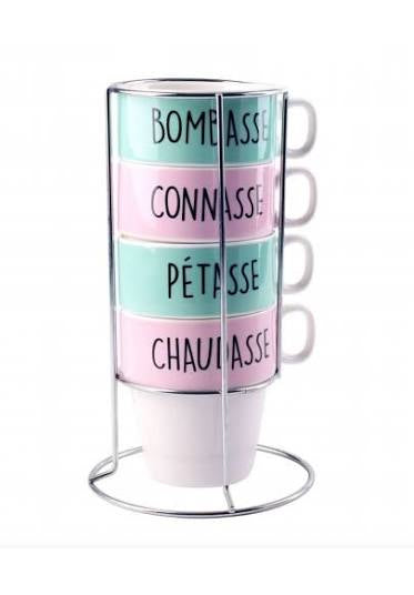 Coffret 4 tasses humour