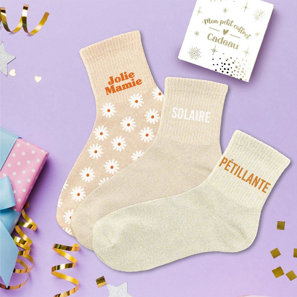 Coffret chaussette paillette mamie