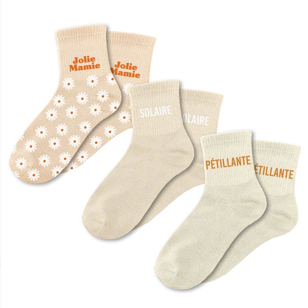 Coffret chaussette paillette mamie