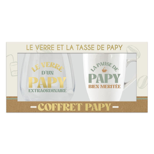 Coffret verre et mug papy