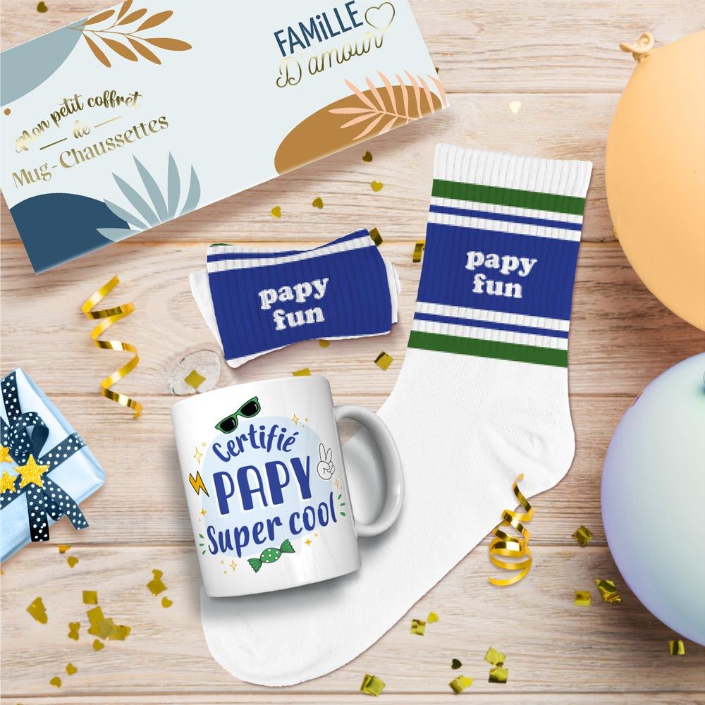 Coffret mug et chaussettes Papy Fun