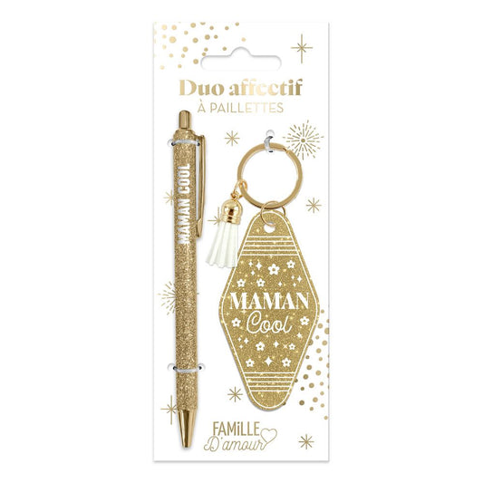 Coffret stylo porte clés maman