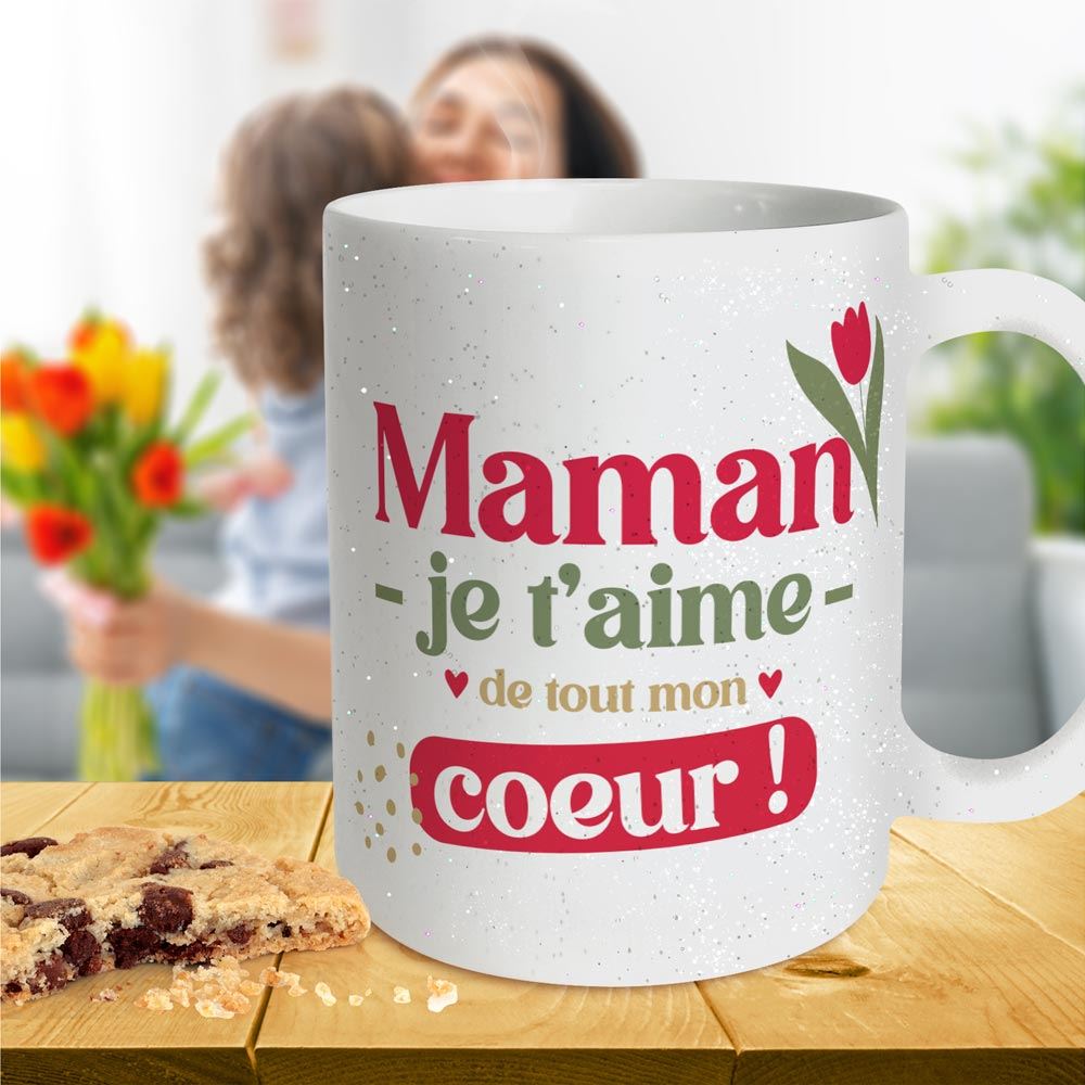 Mug paillette maman je t'aime