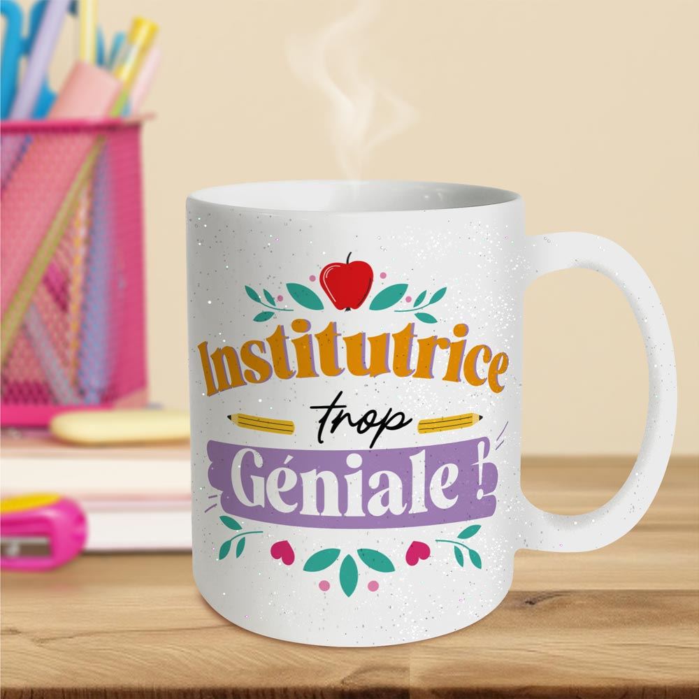Mug paillette institutrice