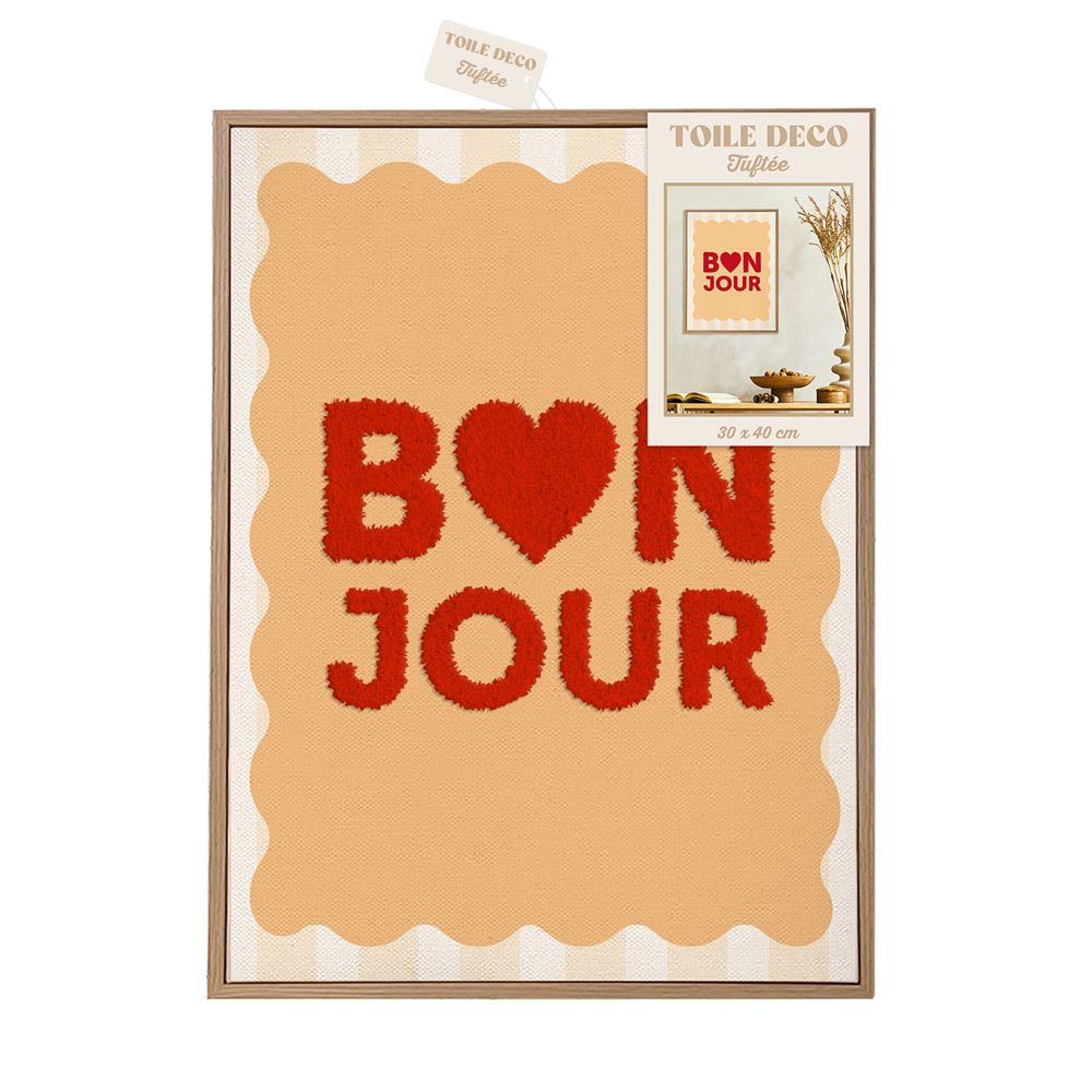 Toile tuftée bonjour