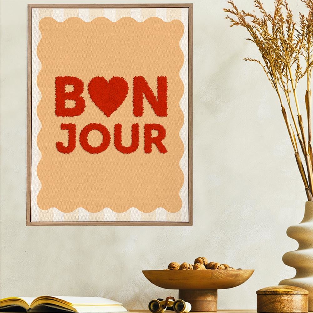 Toile tuftée bonjour