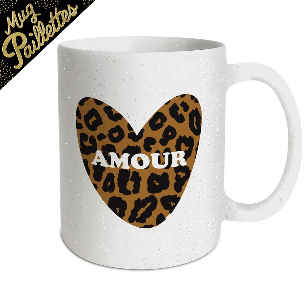 Mug paillette leopard
