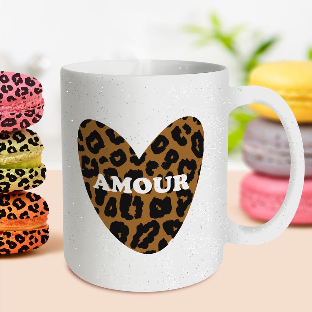Mug paillette leopard
