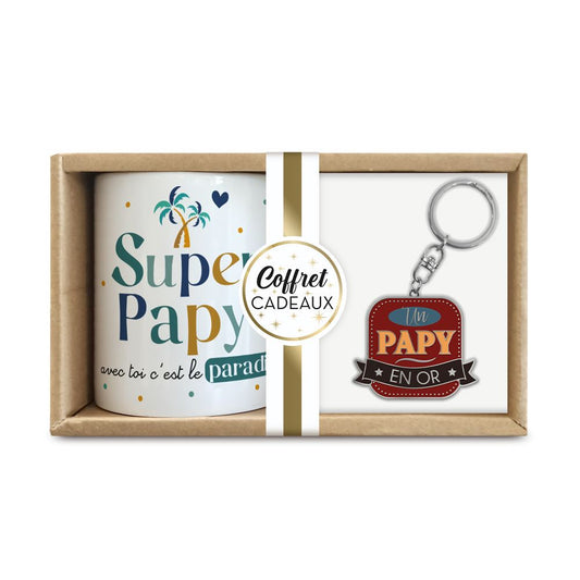 COFFRET MUG PORTE CLÉS PAPY