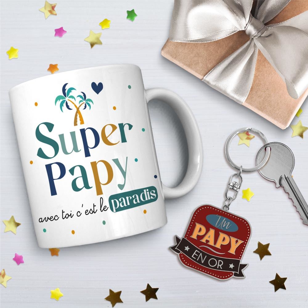 COFFRET MUG PORTE CLÉS PAPY