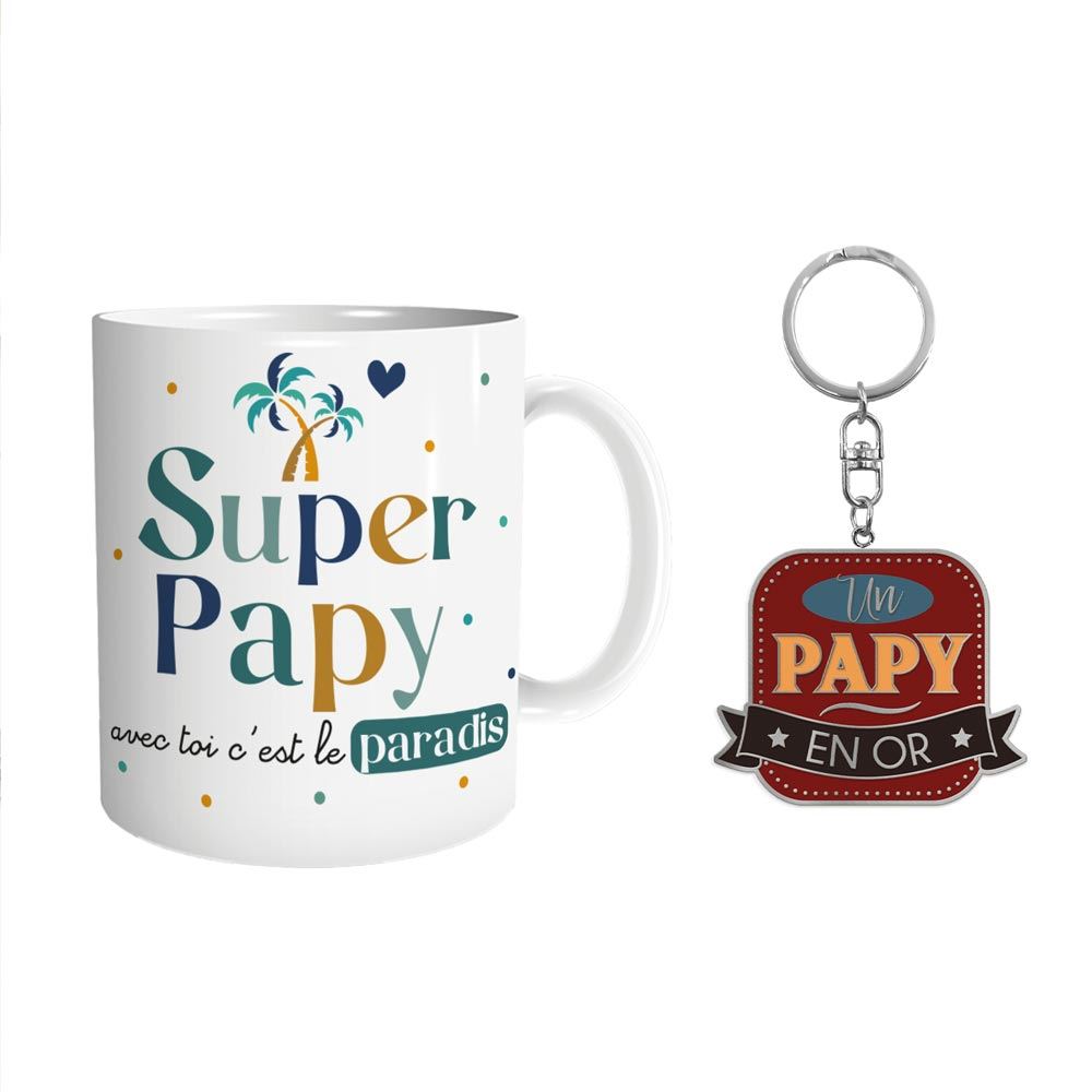 COFFRET MUG PORTE CLÉS PAPY