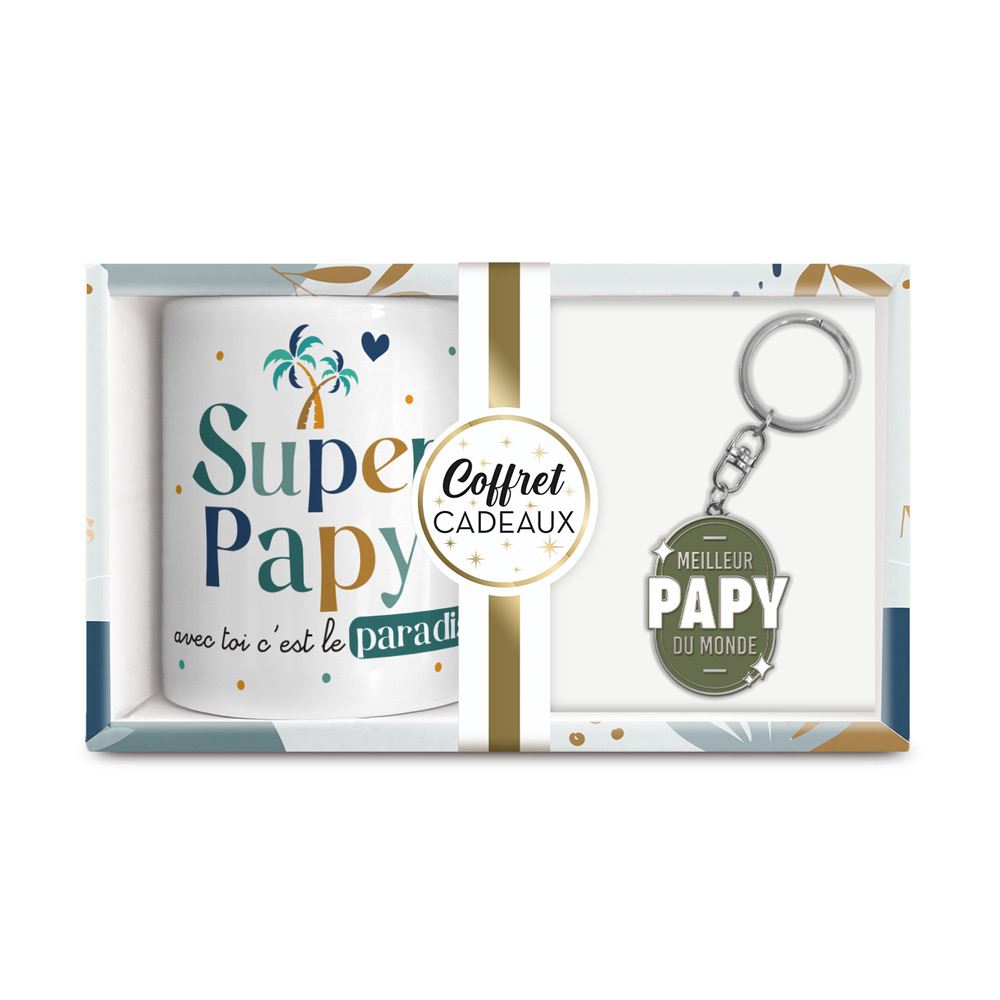 coffret mug porte clés super papy