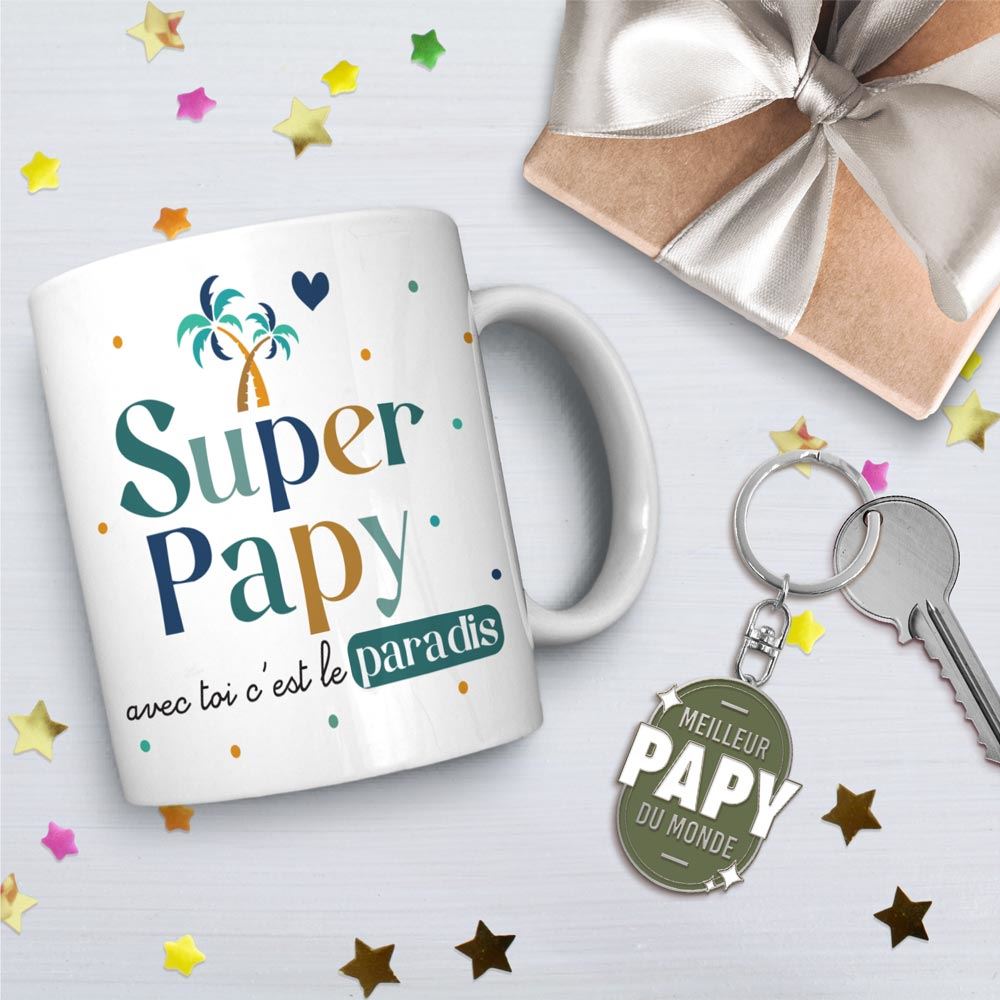 Coffret mug et porte-clé Meilleur Papy