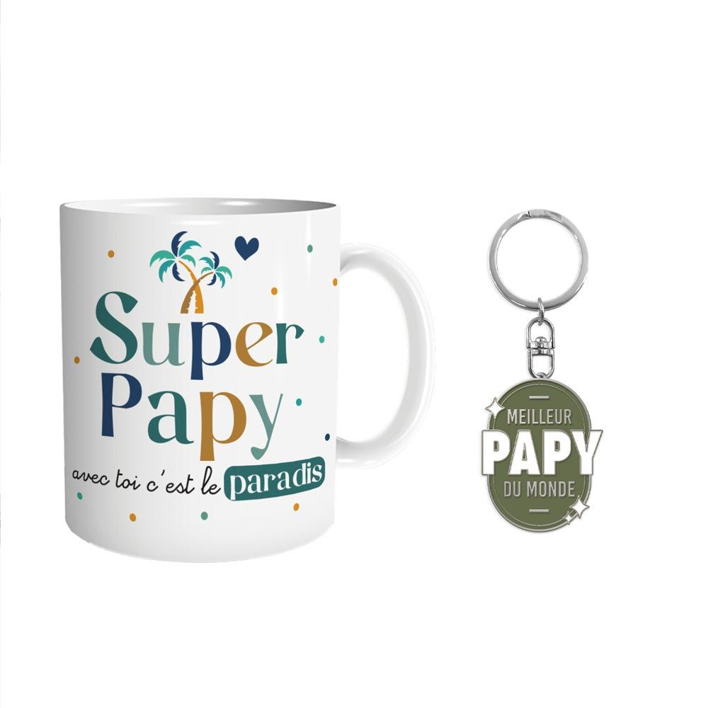 coffret mug porte clés super papy