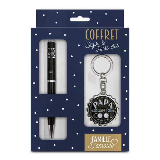 Coffret stylo et porte clés papa